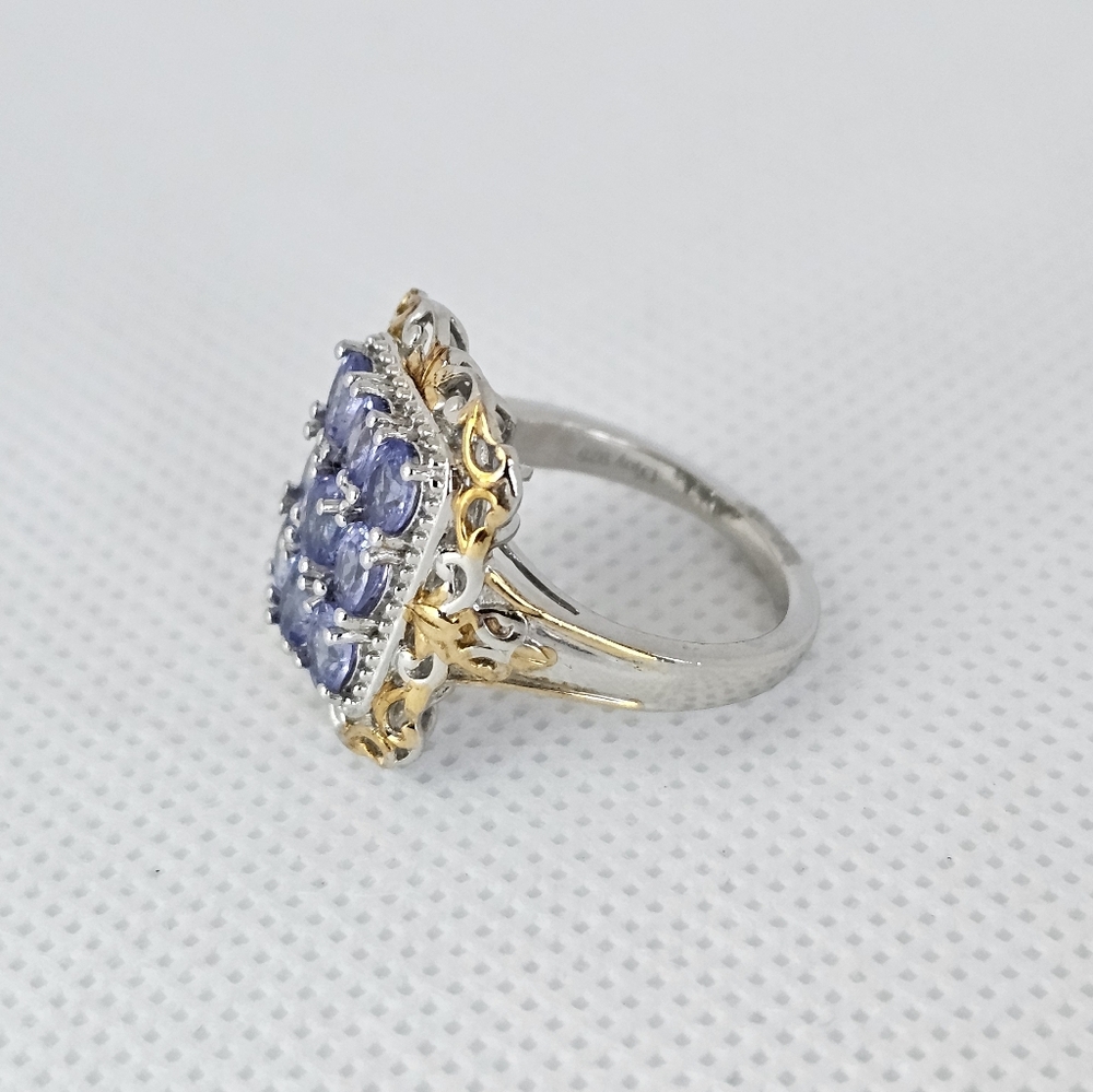 Genuine Tanzanite Ring in 18K YG and Platinum Over Sterling Silver Size 5! - Picture 5 of 10